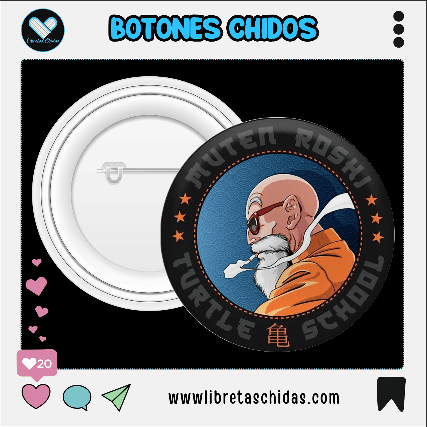 Pin Botón con Diseño de Maestro Roshi